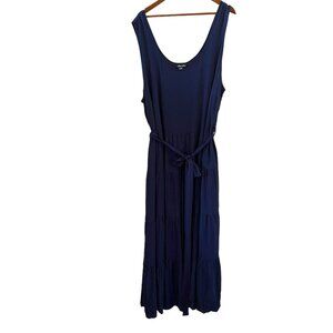 City Chic NEW Sasha Tiered Ruffle Sleeveless Maxi Dress In Navy Blue Size XXL/24